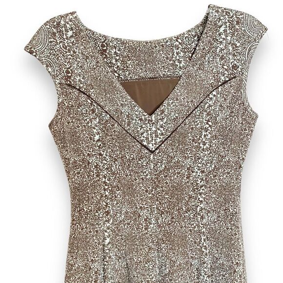 Tory Burch Carter Logo Print Sheath Sleeveless Dress Tan Blue Women’s Size 2 / S - Picture 7 of 15